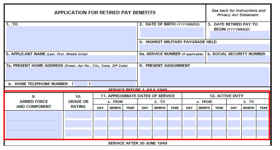 Retirement Pay Application